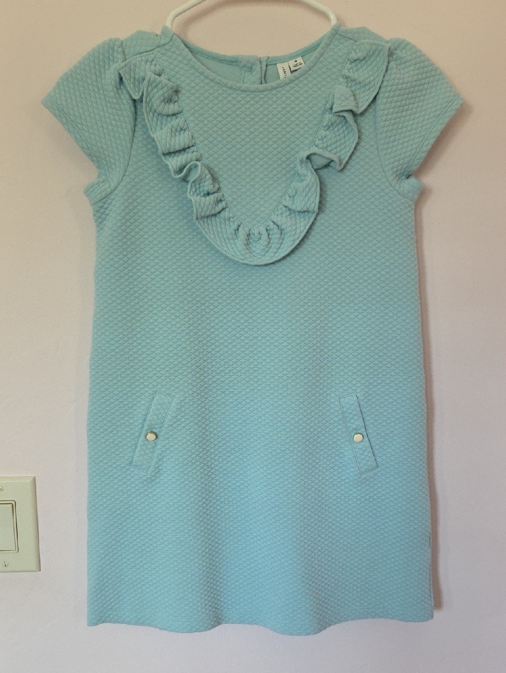Janie and Jack Mint Blue Ruffle Front Knit Dress
